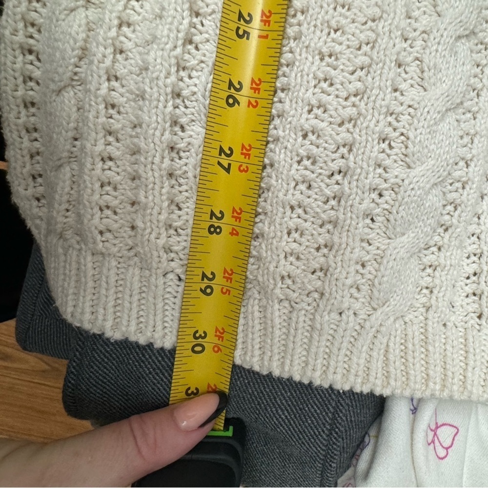 Cable Knit Fisherman Cream Sweater Cotton Oversized Fall Cozy Vintage Preppy VTG - Picture 10 of 11